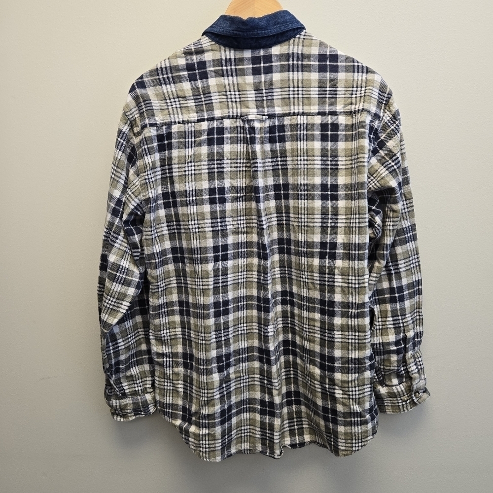Vintage Medium Great Lakes Recreation Plaid Denim Button Cotton Shirt - Picture 5 of 6